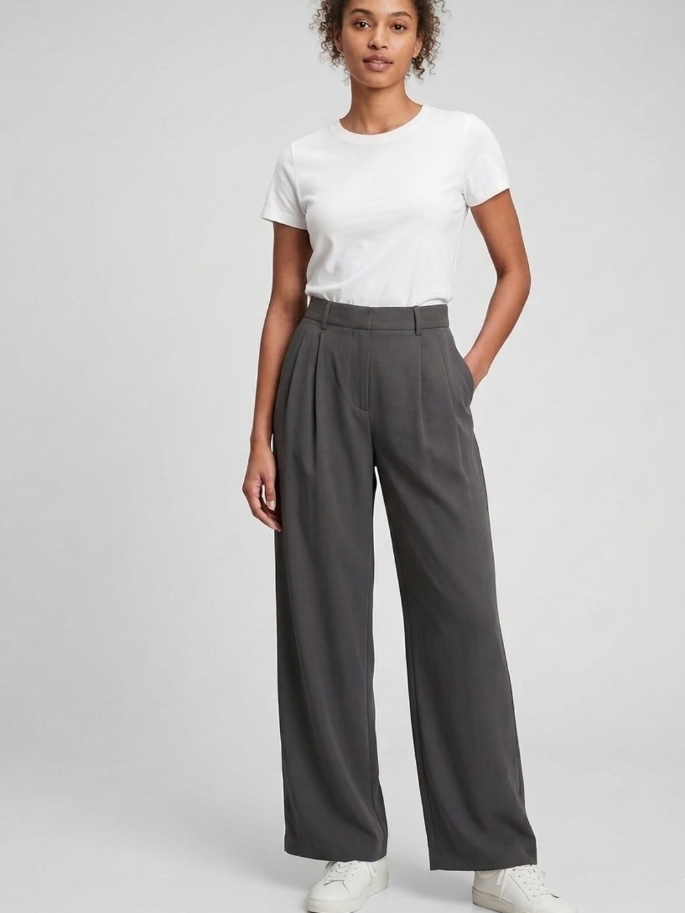 Gap 365 High Rise Trouser Pants Women’s 4 Wide Leg Charcoal Gray NWT $90